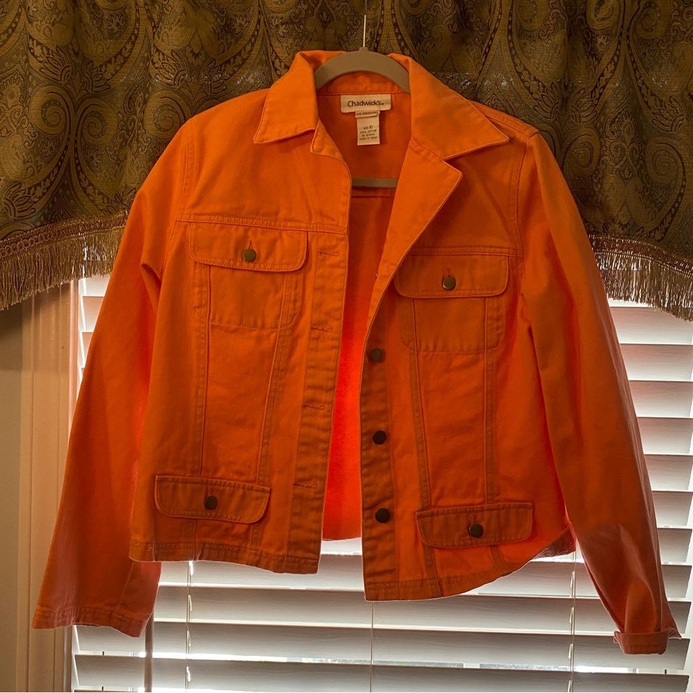 Orange denim jacket